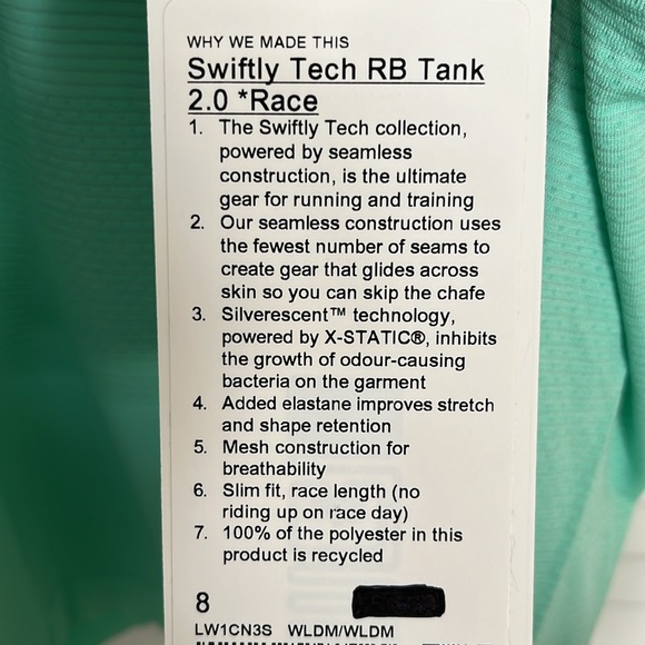 Lululemon RB Tank Size 8 New With Tags - Picture 3 of 5